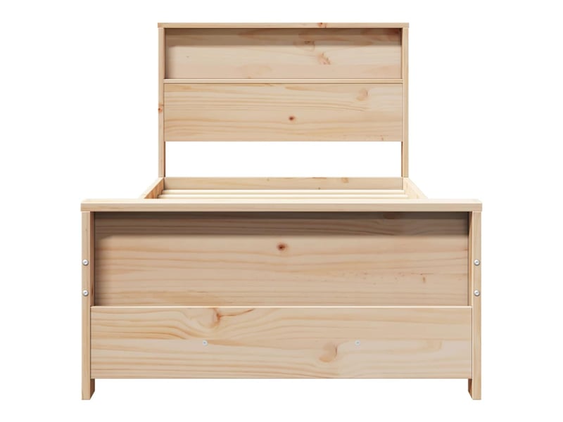  Lit simple- lit adulte -  cadre de lit avec étagère marron 100 x 200 cm pin massif  - Conforama D