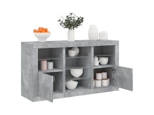 Buffet - bahut - meuble de rangement avec lumières led gris béton 123x37x67 cm