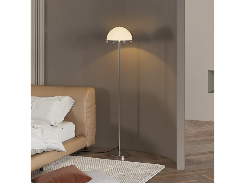  Lampadaire moderne blanc avec abat-jour acrylique double couche, douille e27, diamètre 35 cm, hauteur 150 cm pour salon  - Conforama A