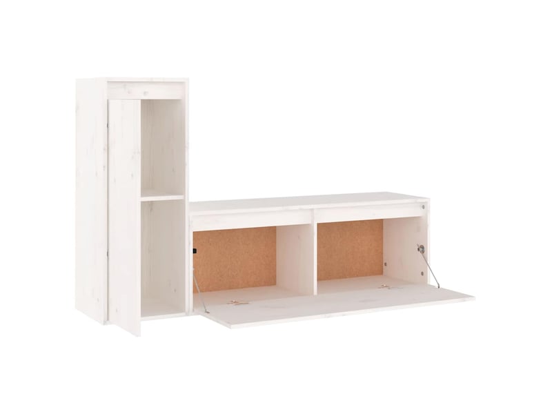  Lot de 2 meuble tv bas salon blanc bois massif de pin shl53947  - Conforama D