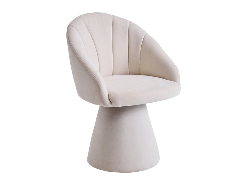  Fauteuil de table pivotant 360°  56x57x80cm - avec dossier rond ergonomique et base conique rembourrée - chenille - beige  - Conforama C