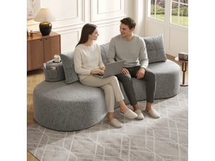 Canapé droit fixe <strong>MERAX</strong> <strong>canapé compressible</strong> 4 places Polyester gris