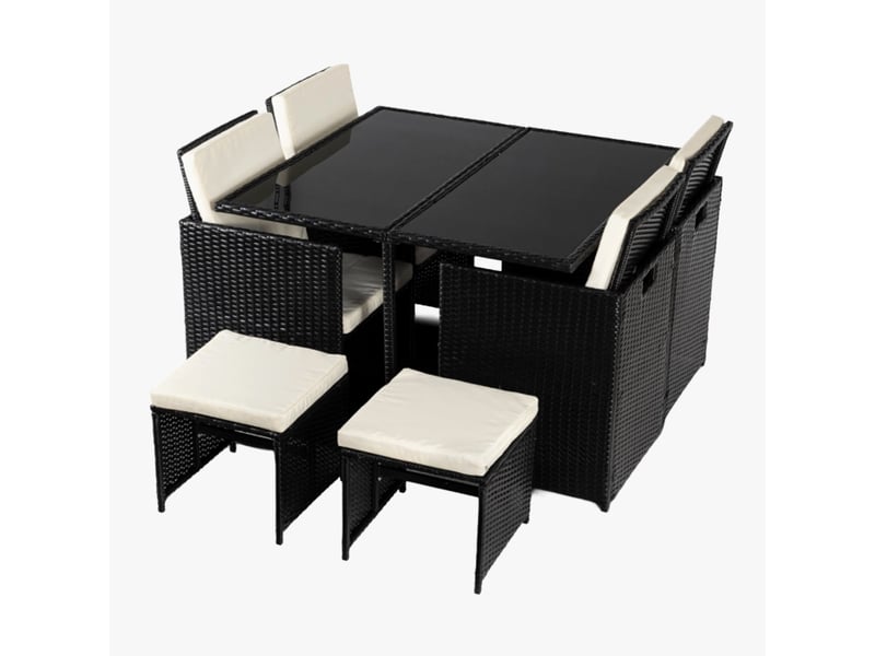  Ensemble de mobilier de jardin 8 places avec table en verre trempé  - Conforama A