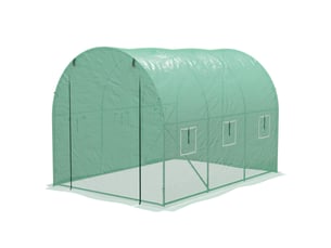 Serre de jardin tunnel 6 m² avec système d'arrosage intégré, 3l x 2l m 6 fenêtres porte enroulable vert