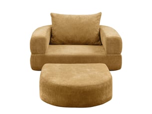 Canapé modulaire sans montage, assises larges et modules séparés - pour salon en chenille jaune