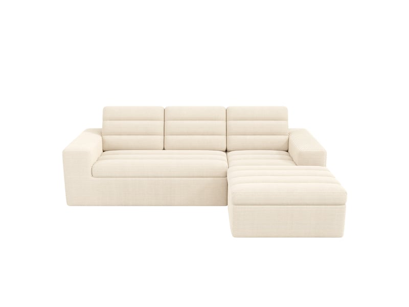  Canapé d'angle modulable 4 places en velours côtelé beige sans armature  - Conforama A