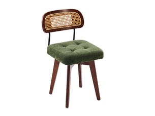 Lot de 2 chaises pivotantes 43 x 50 x 77 cm – vert – dossier rotin tressé et assise chenille