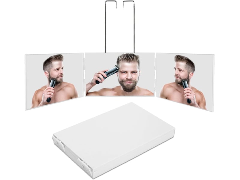 Miroir de courtoisie pliable réglable à 360° – miroir de salle de bain, blanc - Conforama A