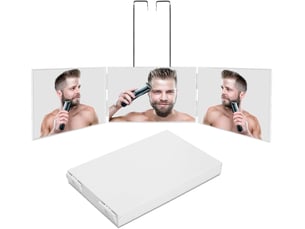 Miroir de courtoisie pliable réglable à 360° – miroir de salle de bain, blanc