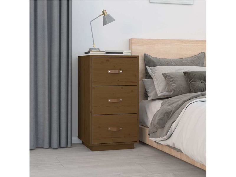  Lot de 2 tables de chevet - cabinet de chevet - table de nuit marron 40x40x75 cm bois de pin massif  - Conforama B