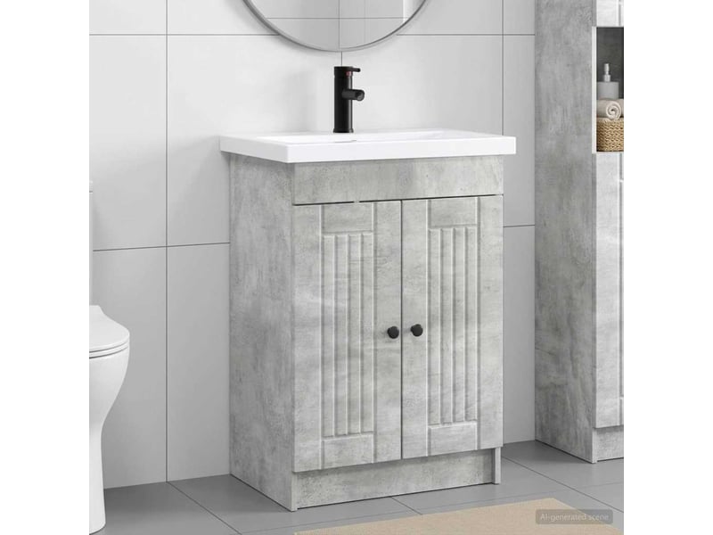 Ensemble de mobilier de salle de bain gris béton shl4130 - Conforama B