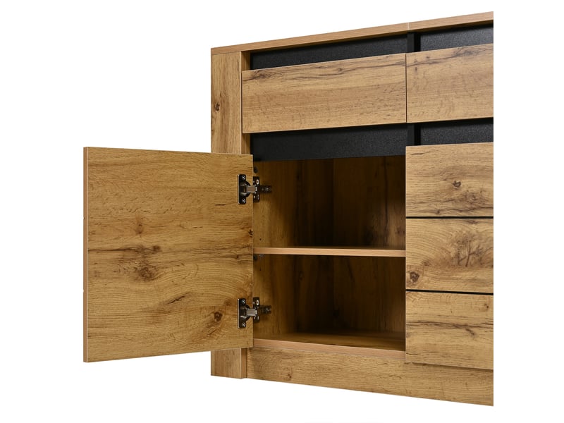 Buffet compacts 140x35x70cm, meuble bas avec 3 tiroirs et 3 portes, idéal salon ou couloir bois clair  - Conforama D