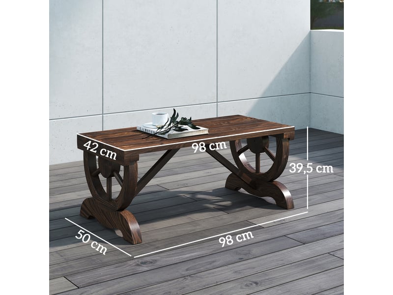  Banc de jardin en bois, résistant aux intempéries, mobilier de jardin, banc rustique, naturel, 98 x 50 x 39,5 cm  - Conforama E
