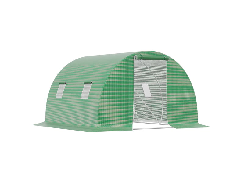  Serre tunnel de 3 x 3 m, avec 4 fenêtres, protection antigel, structure tubulaire en acier, vert foncé  - Conforama B