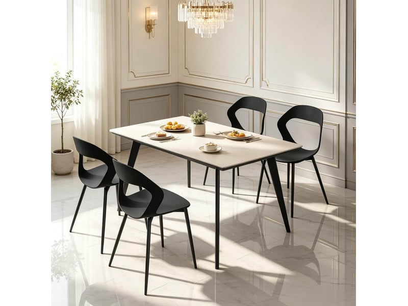  Chaise de salle à manger design moderne, lot de 4, dossier ergonomique, noire cravdom  - Conforama B