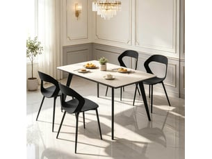 Chaise de salle à manger design moderne, lot de 4, dossier ergonomique, noire cravdom