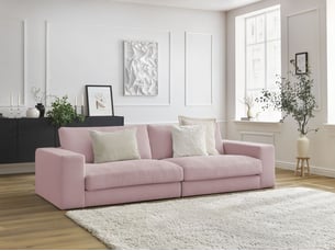 Canapé droit fixe BOBOCHIC LEONARD 3 places Tissu violet