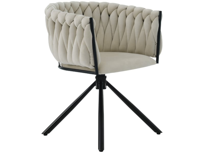  Lot de 4 chaises de salle à manger, chaise pivotante avec 4 pieds de support en métal, beige, en velours  - Conforama E