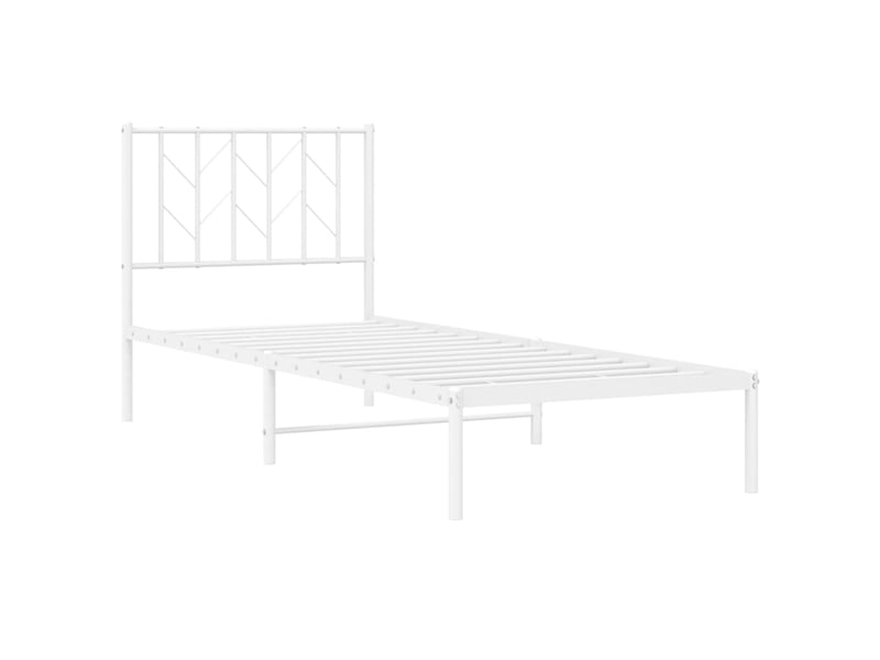  Lit simple- lit adulte -  cadre de lit métal sans matelas avec tête de lit blanc 80x200cm  - Conforama C