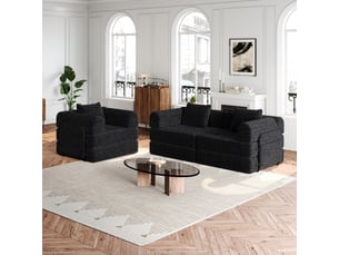 Canapé convertible 3 places - 274x91x70cm - chauffeuse lit chenille, poches rangement, cadre acier - noir