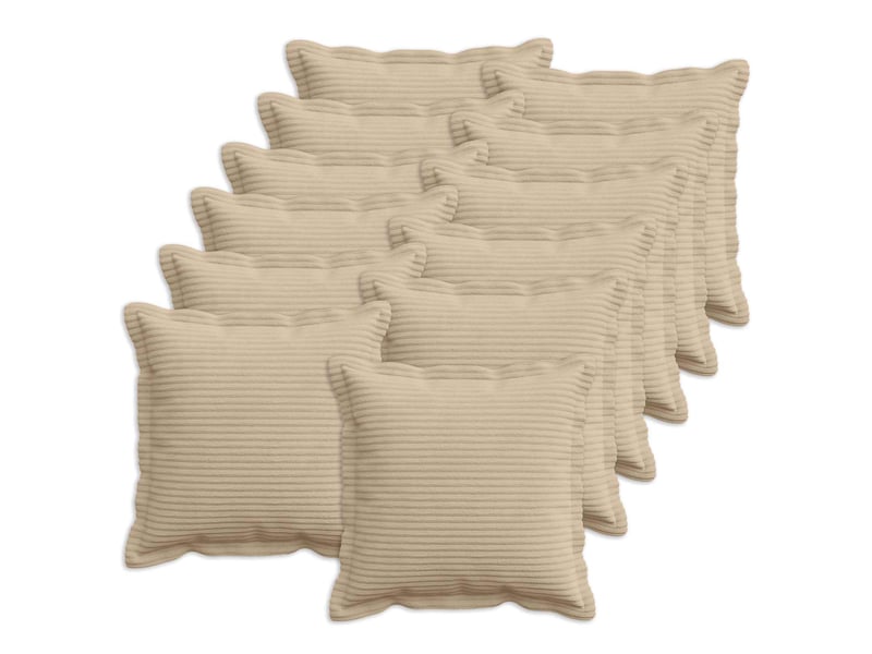  Lot de 12 housses de coussin houten taupe 45 x 45 cm velours côtelé cf49018  - Conforama B
