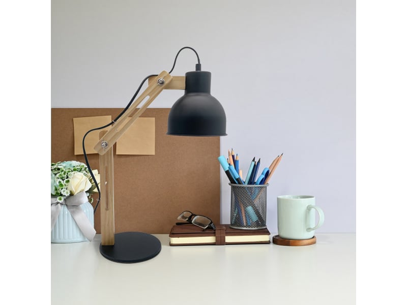  Lampe de bureau fabrilamp baptista noirhêtre 1 x e27 articulée orientable 46x14x35 cm 162071009 - Conforama C