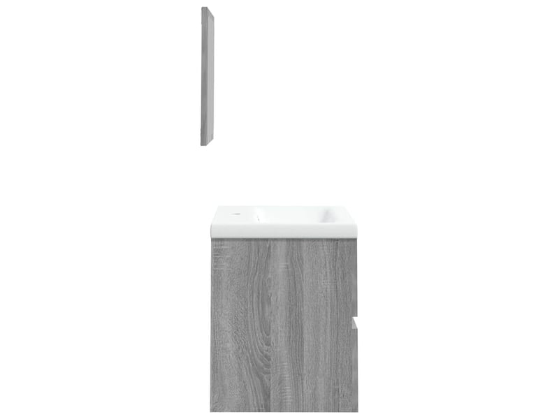 Armoire lavabo salle de bain, meuble de rangement et bassin et miroir sonoma gris - Conforama E