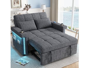 Canapé convertible 2 places 145x141,5x90 cm avec led et ports usb gris