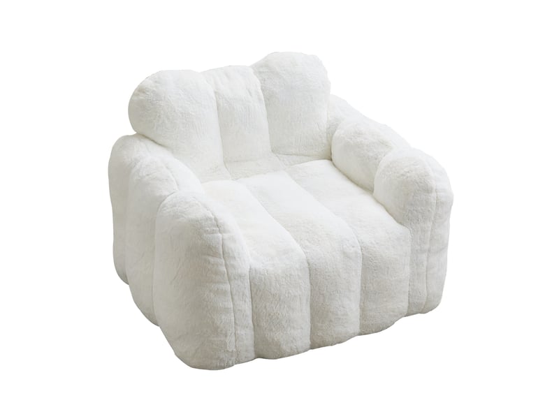  Fauteuil poire modenvie love pour adulte en velours blanc, mousse et fibres, 90 x 105 x 75 cm, sans montage  - Conforama A