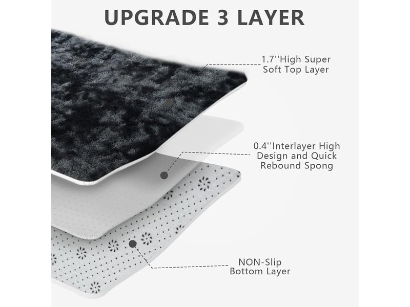  Tapis de salon gris, à poils longs, doux, en laine de soie antidérapante, mesurant 80 x 160 cm  - Conforama D