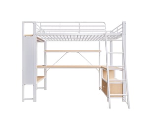 Lit mezzanine 90x200 cm <strong>ZOVIRA</strong> <strong></strong> coloris blanc