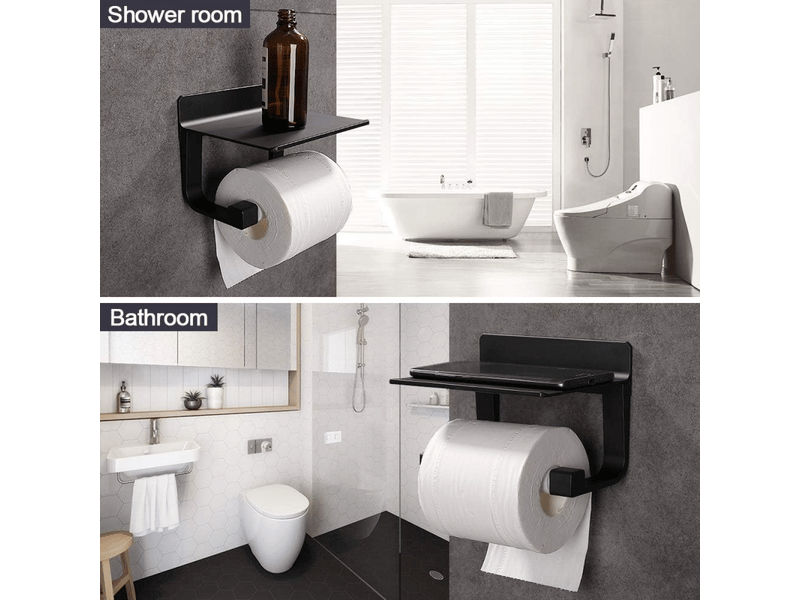  Porte-papier toilette mural, porte-papier toilette auto-adhésif, aluminium noir  - Conforama D