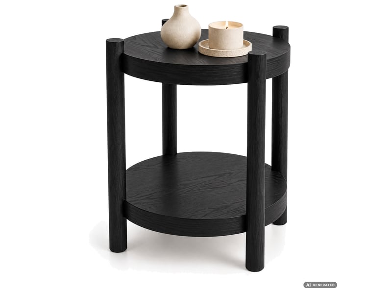 Table basse terra noire 44,5 cm ronde avec étagère 44,5x44,5x48 cm TERRA - Conforama A