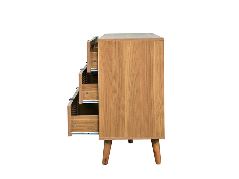  Commode modèle wood, 6 tiroirs, meuble rangement bois, poignées métal, grande capacité  - Conforama E