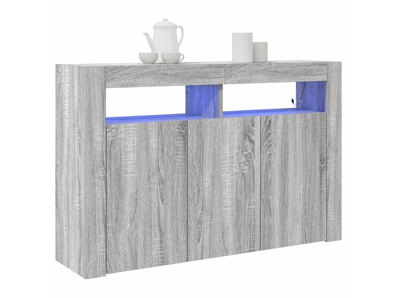  Buffet - bahut - meuble de rangement gris sonoma 116 x 30 x 75 cm bois d'ingénierie  - Conforama C