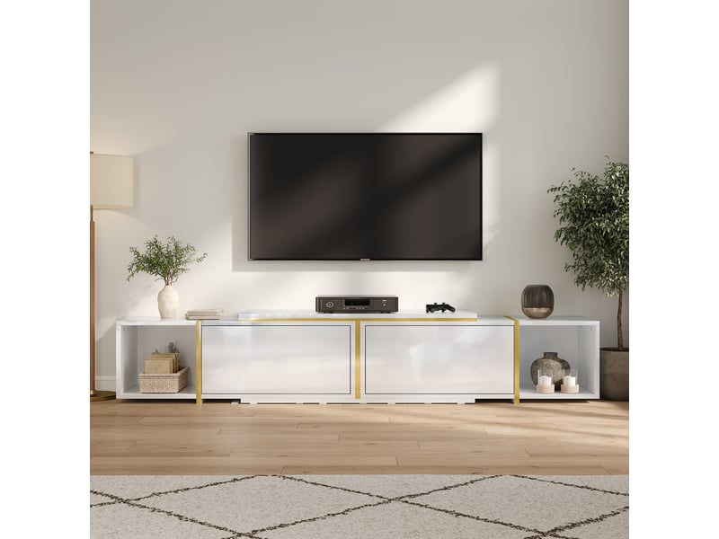  Lit double en tissu bouclé beige 180 x 200 cm avec sommier à lattes et tête de lit rembourrée  - Conforama D