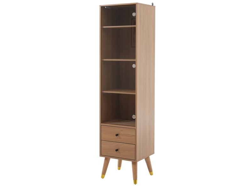  Vitrine 1 porte en verre et 2 tiroirs mdf effet bois 39.8 x 35 x 160 cm  - Conforama B