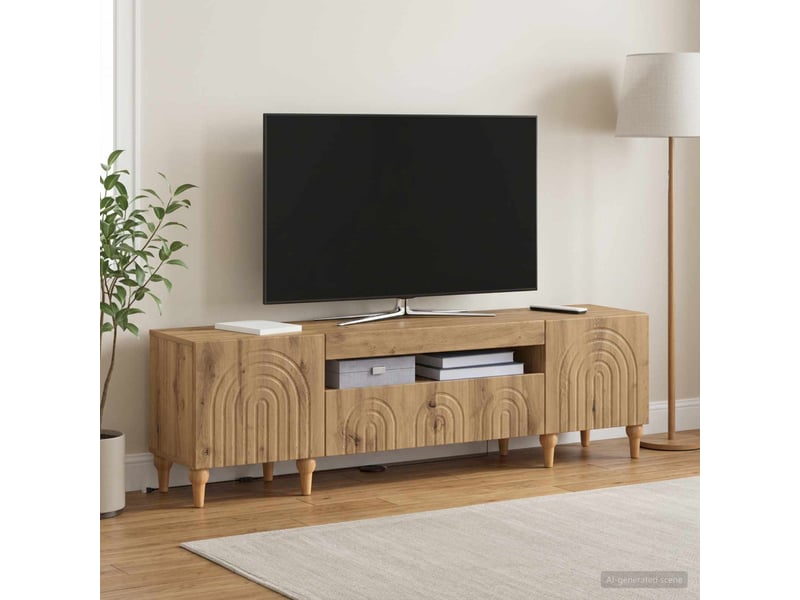 Meuble tv - banc tv - meuble de rangement led alkmaar chêne artisanal bois d'ingénierie - Conforama B