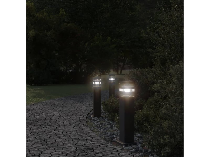  Lampadaires d'extérieur 3 pcs 50 cm aluminium noir 02_0042549  - Conforama C