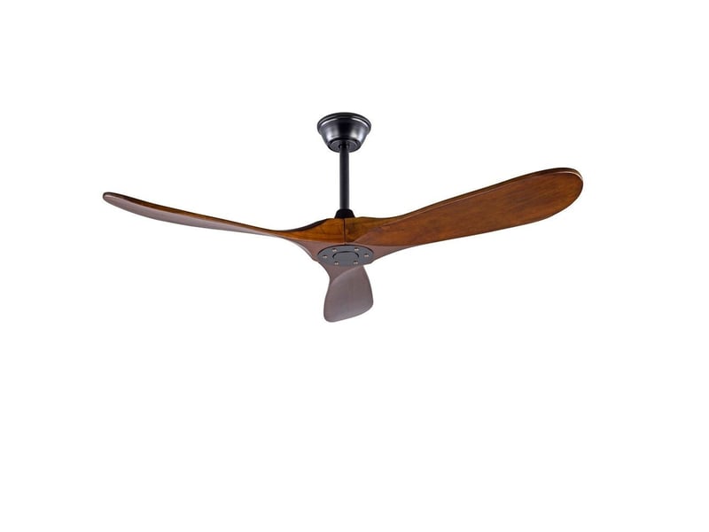  Ventilateur de plafond - avec télécommande et moteur réversible - metal &amp; wood - noir - 132 x 132 x 32 cm - installation au plafond - salon et chambre EU52SHT-1615BK - Conforama A