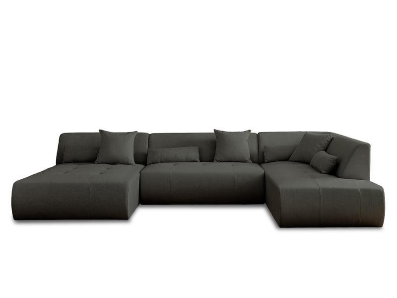 Onyx - canapé modulable panoramique d'angle droit 7 places - en tissu - lisa design - gris foncé ONYX - Conforama A