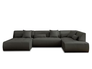 Canapé d'angle panoramique fixe LISA DESIGN ONYX 7 places Tissu gris