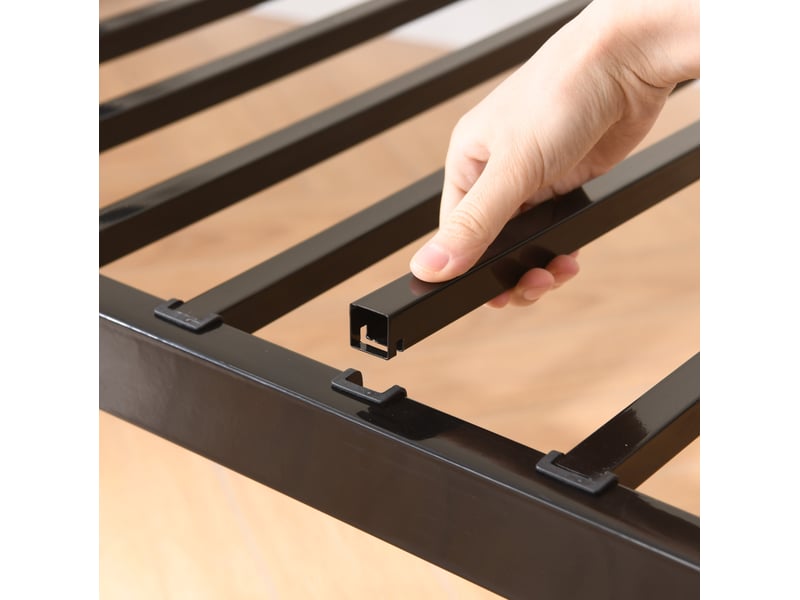  Lit superposé 90x190 cm convertible en 2 lits simples en métal noir sans matelas  - Conforama D