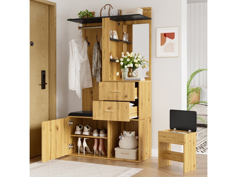  Portemanteau avec banc et rangement 100 x 172,5 cm en mdf  - Conforama D