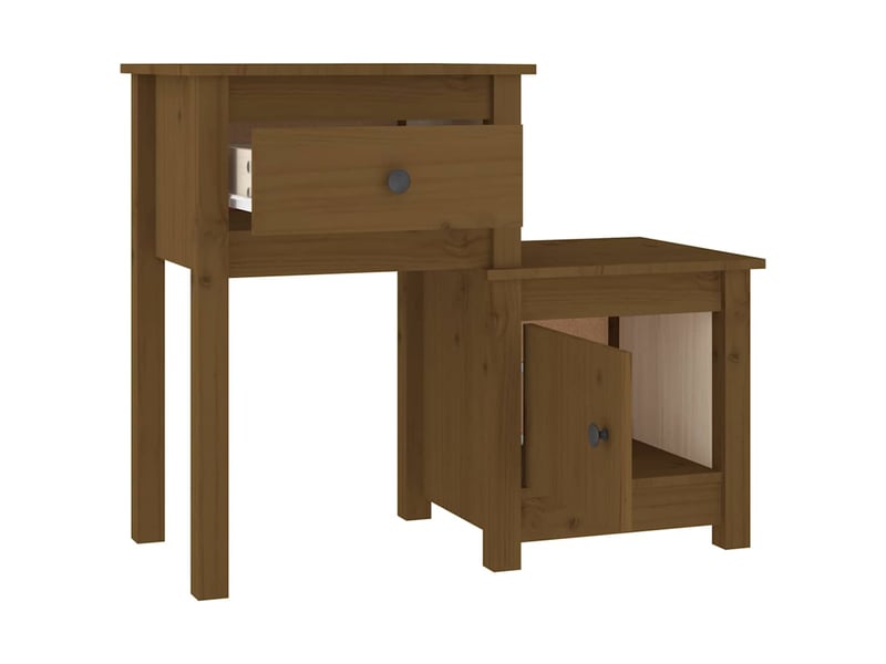  Lot de 2 tables de chevet - cabinet de chevet - table de nuit marron miel 79,5x38x65,5 cm pin solide  - Conforama C