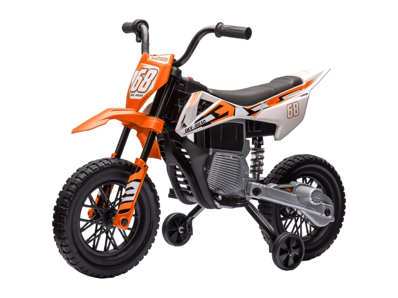  Moto électrique pour enfants, 12 v, avec musique, stabilisateurs, 3-6 ans, orange  - Conforama B