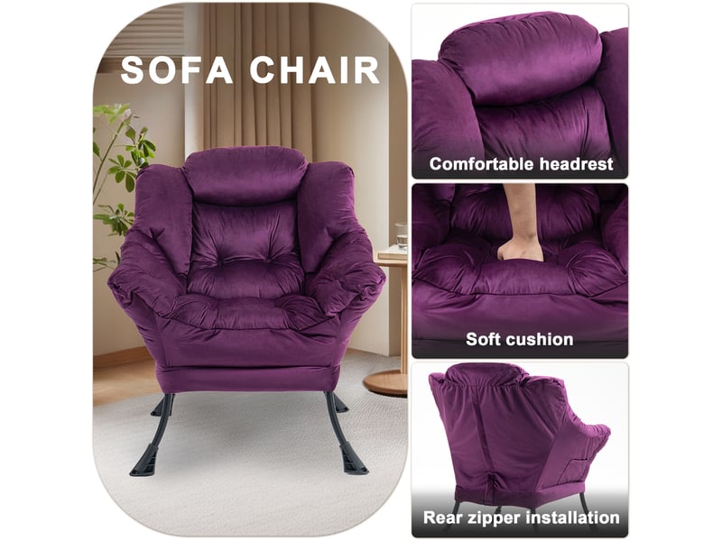  Fauteuil de détente ergonomique en métal coloris violet  - Conforama C
