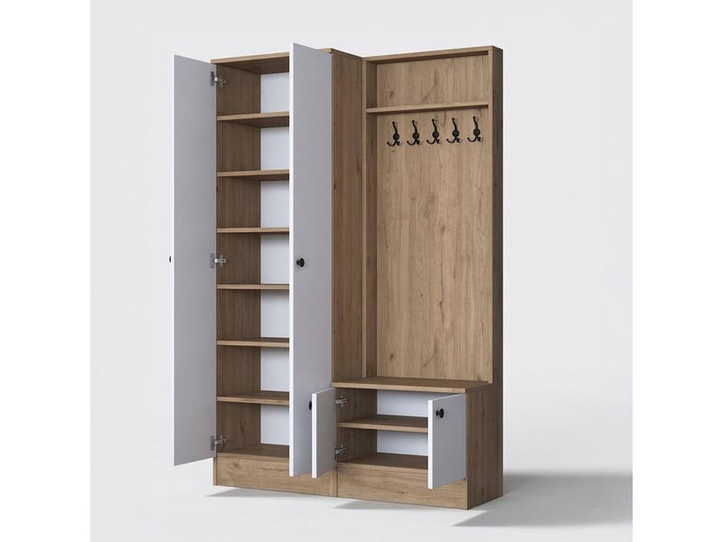  Meuble d'entrée avec porte-manteau et meuble à chaussures veltor  - Conforama C