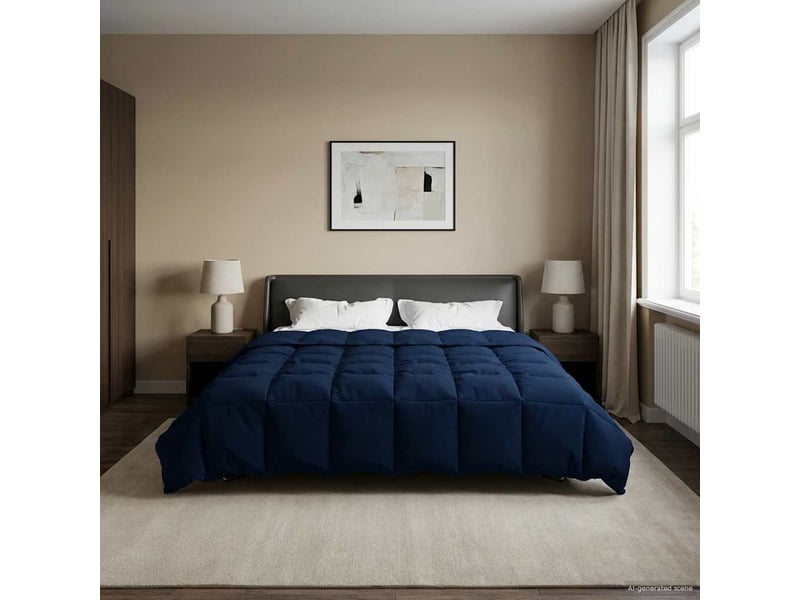 Duvet - couette complet toute l'année 220 x 260 cm 4 saisons bleu foncé - Conforama D