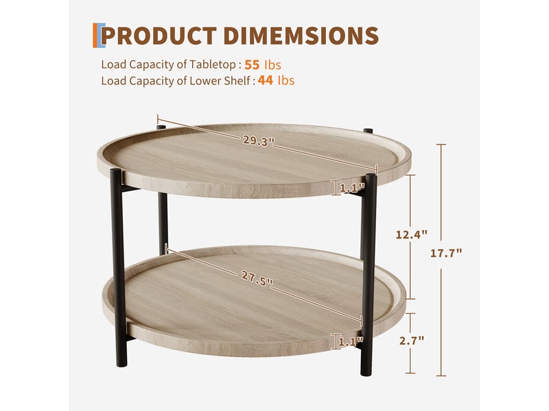 Table basse 2 niveaux bois – style ferme moderne – étagère rangement ouverte – robuste tendance boho – idéale salon, chambre, bureau PHK_33XCTS3J - Conforama C